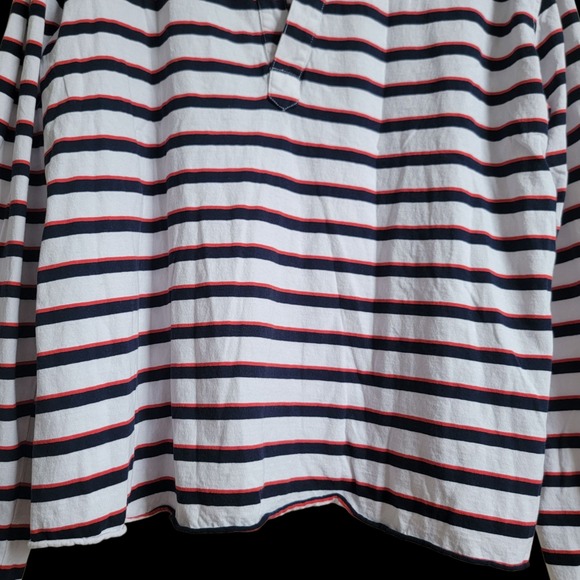 Frank & Eileen Cotton Patrick Popover Henley Top Striped Size XL White Navy Red - Picture 9 of 12